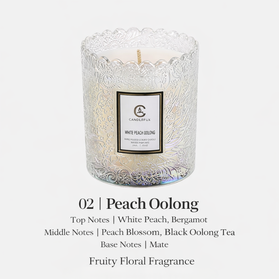 Embossed Glass Soy Wax Candle | Low-Smoke Home Fragrance & Gift