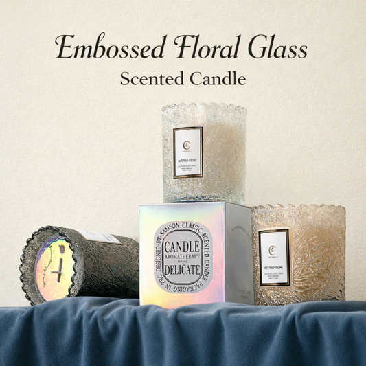 Embossed Glass Soy Wax Candle | Low-Smoke Home Fragrance & Gift