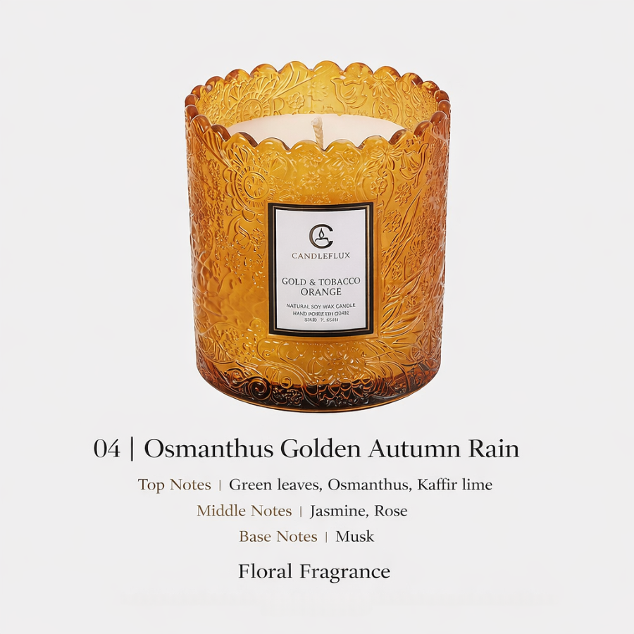 Embossed Glass Soy Wax Candle | Low-Smoke Home Fragrance & Gift