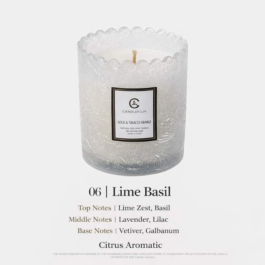 Embossed Glass Soy Wax Candle | Low-Smoke Home Fragrance & Gift