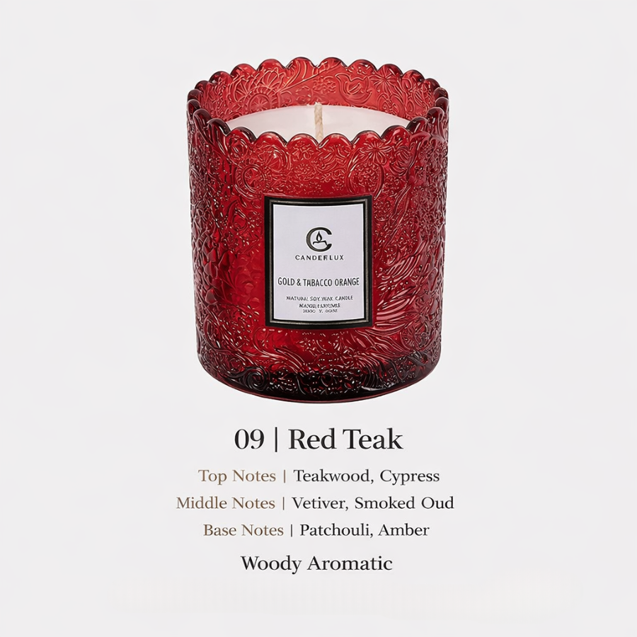 Embossed Glass Soy Wax Candle | Low-Smoke Home Fragrance & Gift