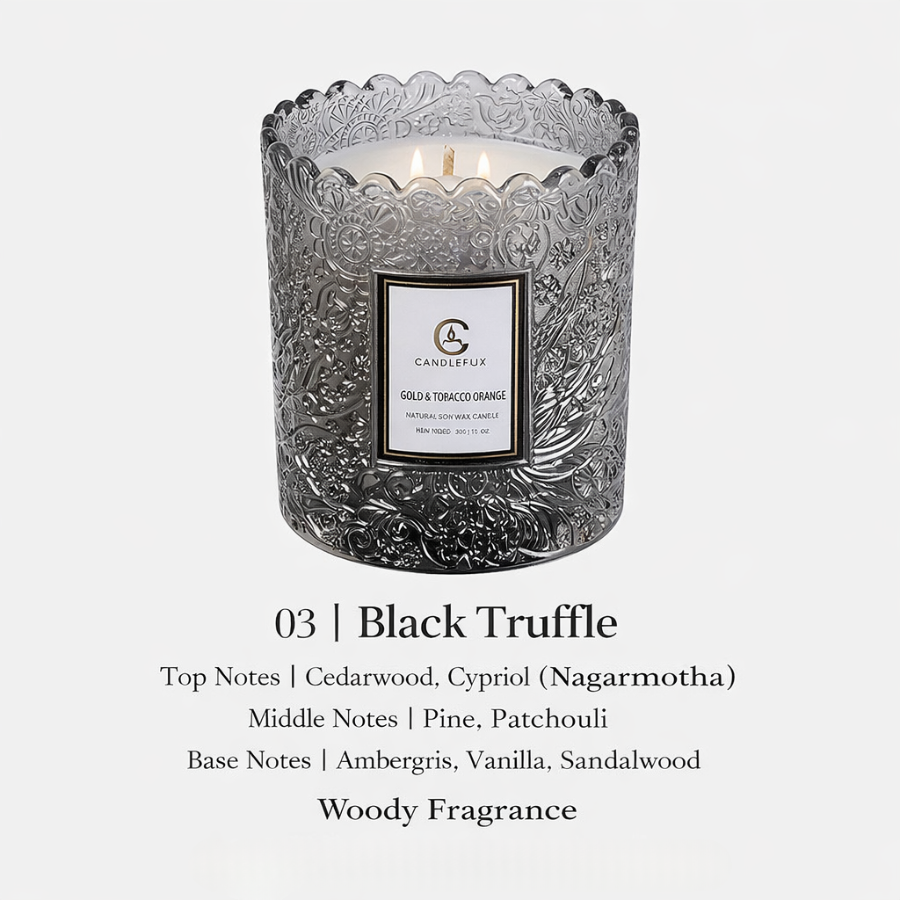 Embossed Glass Soy Wax Candle | Low-Smoke Home Fragrance & Gift